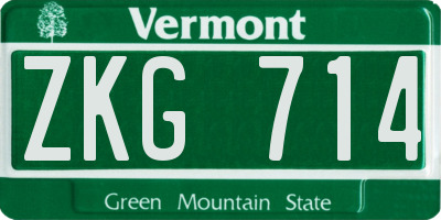 VT license plate ZKG714