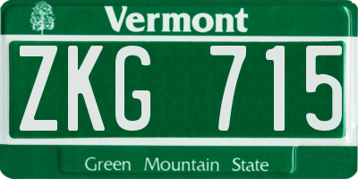 VT license plate ZKG715