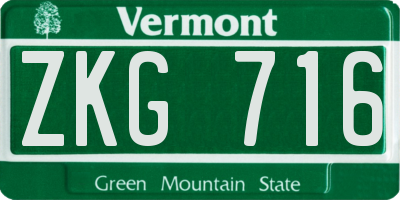 VT license plate ZKG716