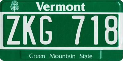 VT license plate ZKG718