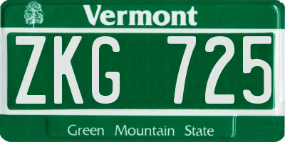 VT license plate ZKG725