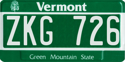 VT license plate ZKG726