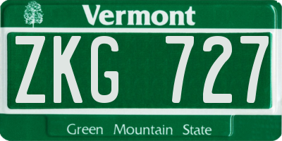 VT license plate ZKG727