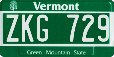VT license plate ZKG729