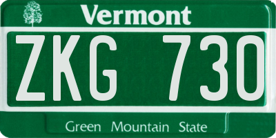 VT license plate ZKG730