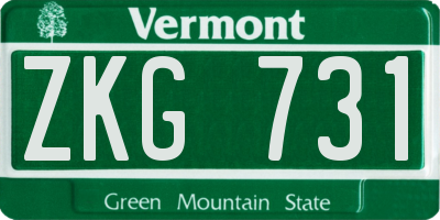 VT license plate ZKG731