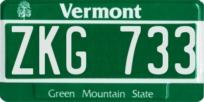 VT license plate ZKG733