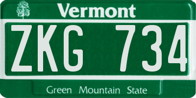 VT license plate ZKG734
