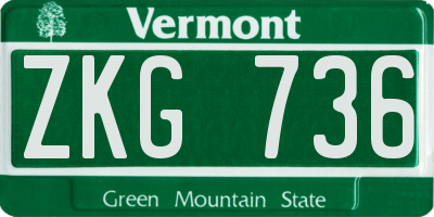 VT license plate ZKG736