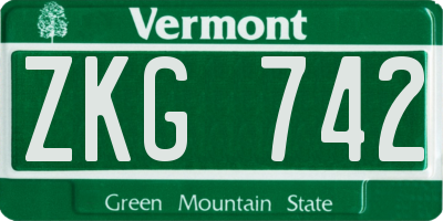 VT license plate ZKG742