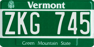 VT license plate ZKG745