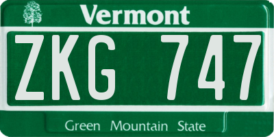 VT license plate ZKG747