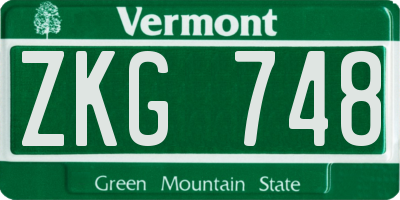 VT license plate ZKG748