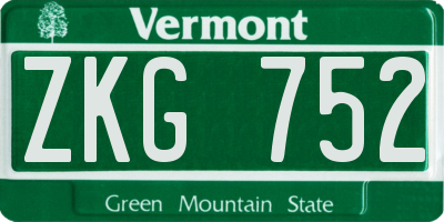 VT license plate ZKG752