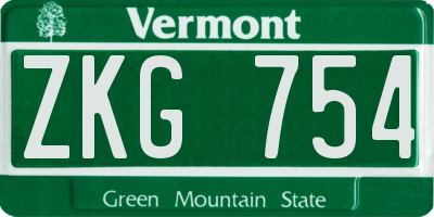 VT license plate ZKG754
