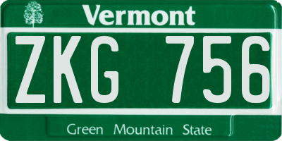 VT license plate ZKG756