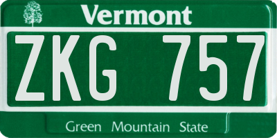 VT license plate ZKG757