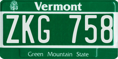 VT license plate ZKG758