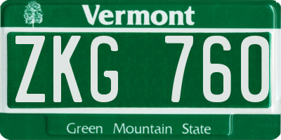 VT license plate ZKG760