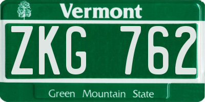 VT license plate ZKG762