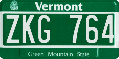 VT license plate ZKG764
