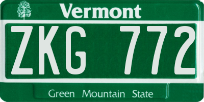 VT license plate ZKG772