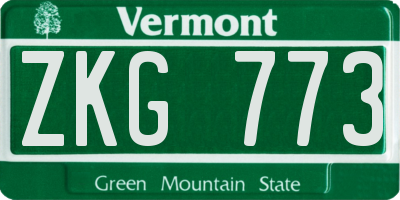 VT license plate ZKG773