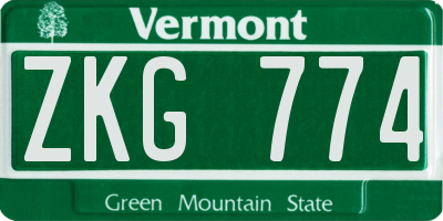 VT license plate ZKG774