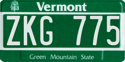VT license plate ZKG775