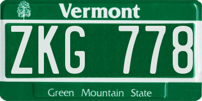 VT license plate ZKG778