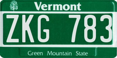 VT license plate ZKG783