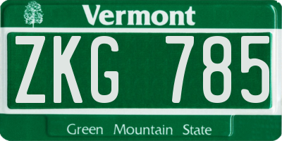 VT license plate ZKG785