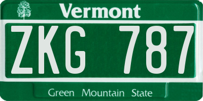 VT license plate ZKG787
