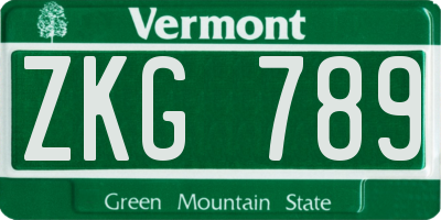 VT license plate ZKG789