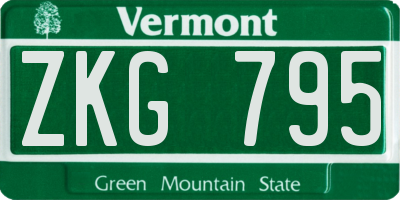 VT license plate ZKG795