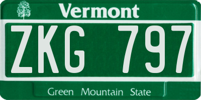 VT license plate ZKG797