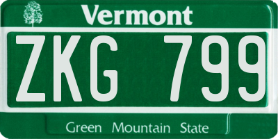 VT license plate ZKG799