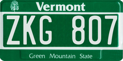 VT license plate ZKG807