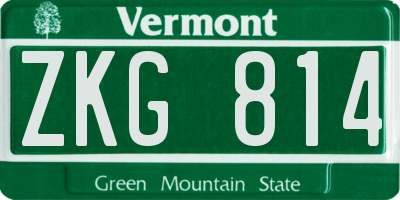 VT license plate ZKG814