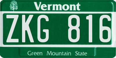 VT license plate ZKG816