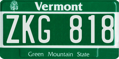 VT license plate ZKG818