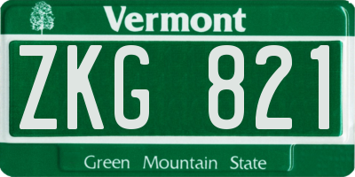 VT license plate ZKG821