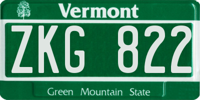 VT license plate ZKG822