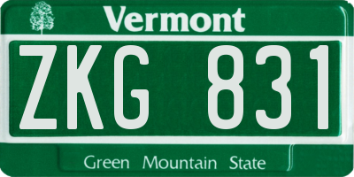 VT license plate ZKG831