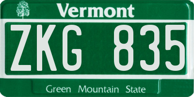 VT license plate ZKG835