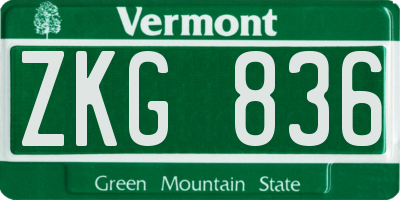 VT license plate ZKG836