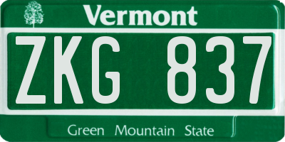 VT license plate ZKG837