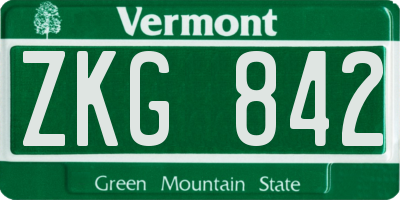 VT license plate ZKG842