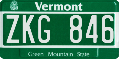 VT license plate ZKG846