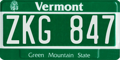 VT license plate ZKG847